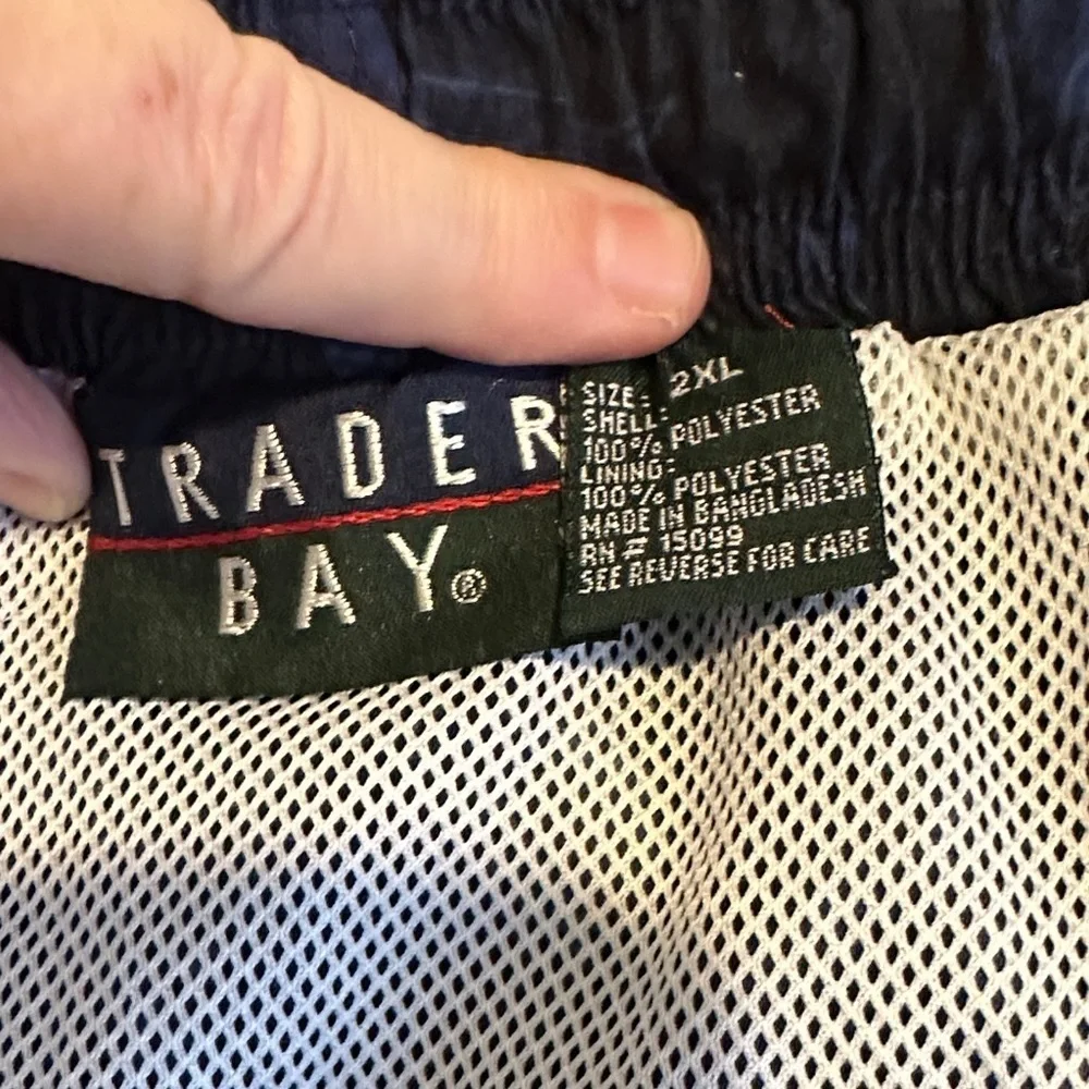 Trader Bay Blue Swim Trunks Pale Blue Fish Print Elastic Drawcord Waist 2XL NWOT